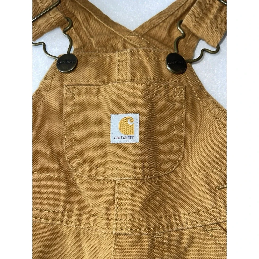 Carhartt Infant Boys' Washed Canvas Bib Overalls Size 6 Months‎ Color: Brown
